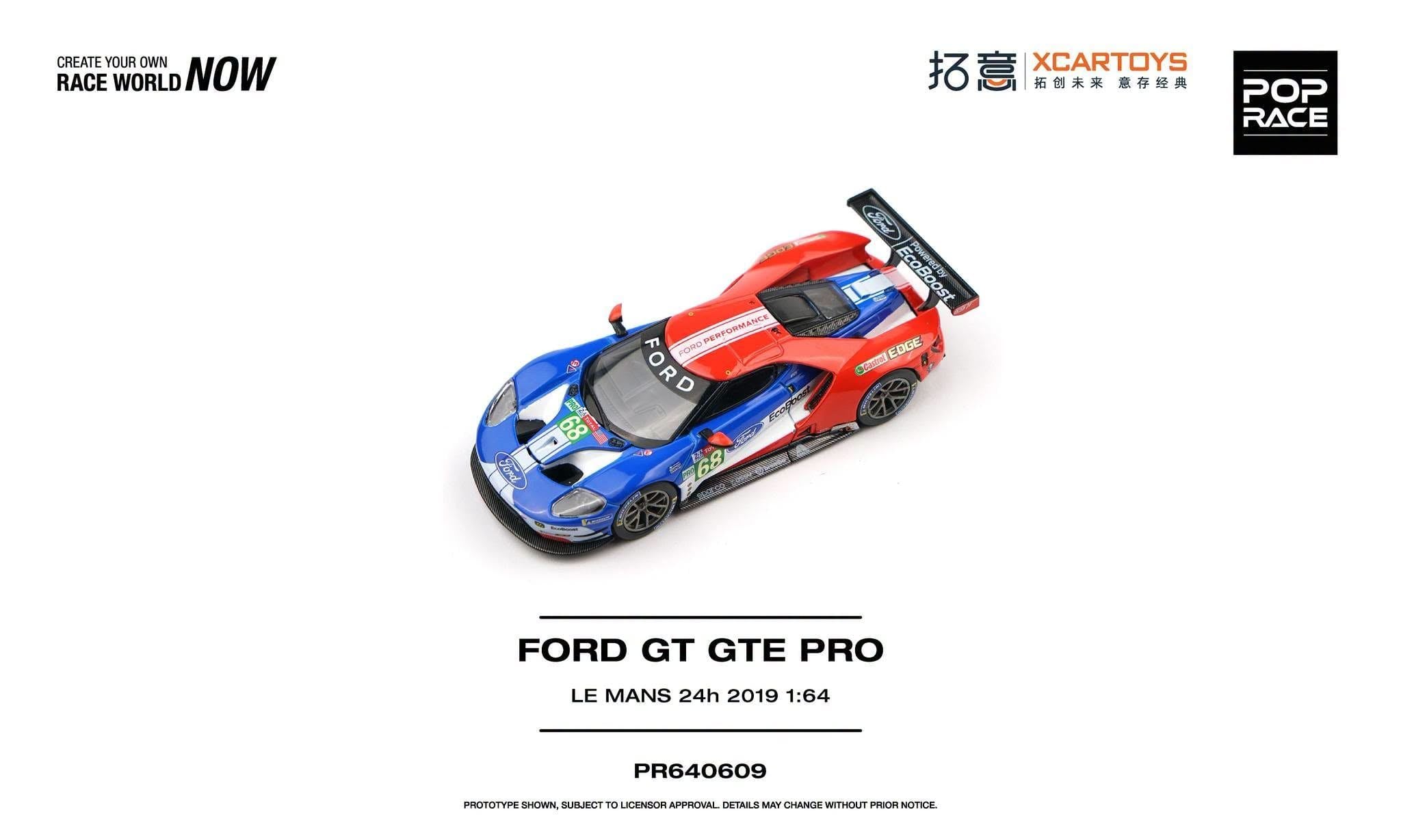  Mô hình xe FORD GT GTE PRO - LE MANS 24H 2019 tỉ lệ 1:64 Pop Race PR640609 