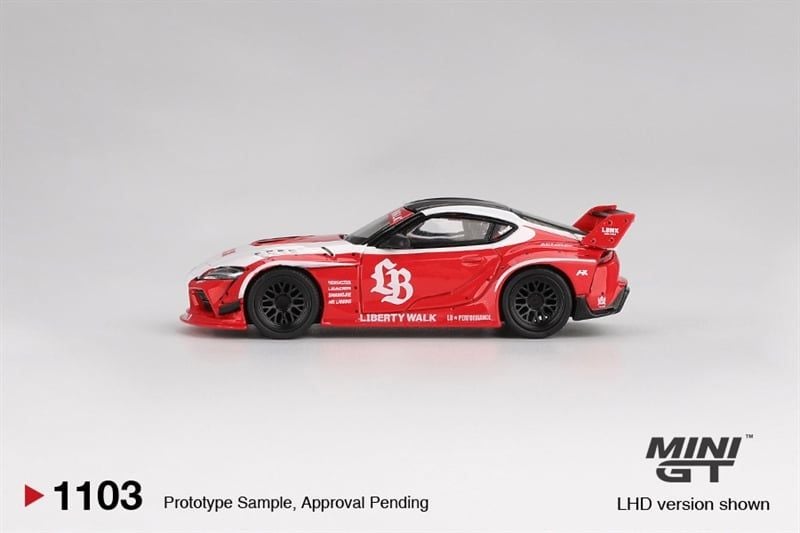  Mô hình xe Toyota GR Supra Red/White LB★WORKS tỉ lệ 1:64 MiniGT MGT01103 
