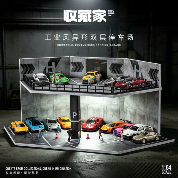  Hộp trưng bày mô phỏng bãi đỗ xe Industrial phong cách công nghiệp Shou Cang Jia SCJ82079 