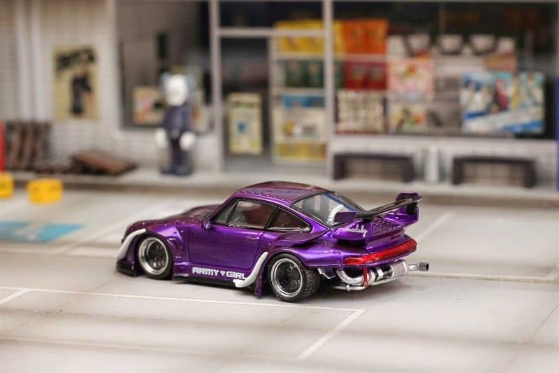  Mô hình xe Porsche RWB 993 Purple ARMY GIRL Street Weapon OT64522 