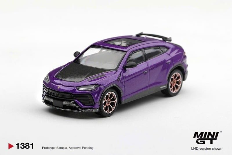  Mô hình xe Lamborghini Urus Performante Viola Pasifae tỉ lệ 1:64 MiniGT bản Card MGT01381 
