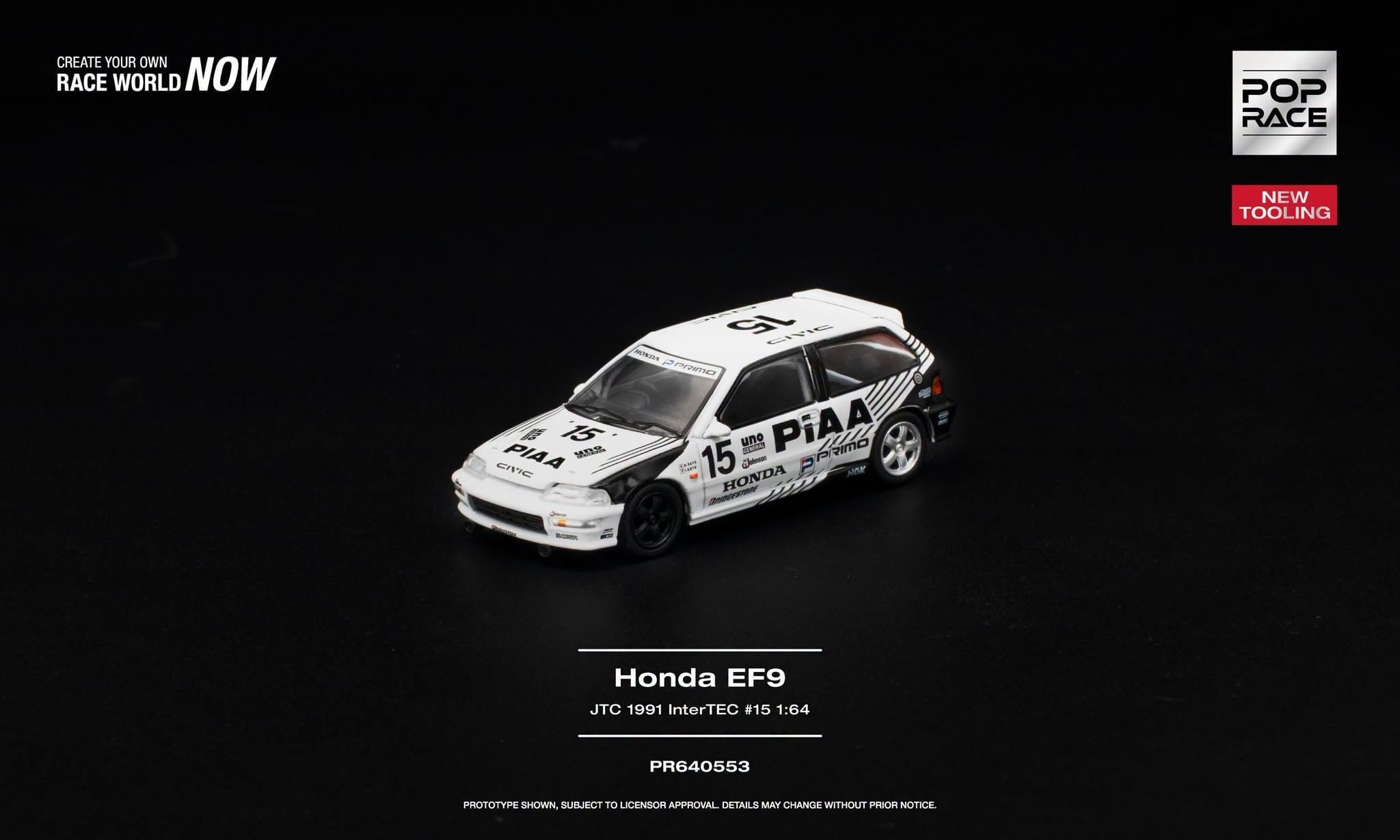  Mô hình xe Honda Civic (EF9) #15 JTC 1991 InterTEC tỉ lệ 1:64 Pop Race PR640553 