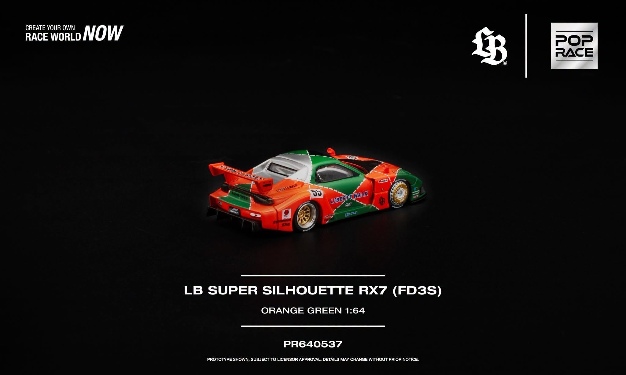  Mô hình xe LB Super Silhouette RX7 (FD3S) tỉ lệ 1:64 Pop Race PR640537 