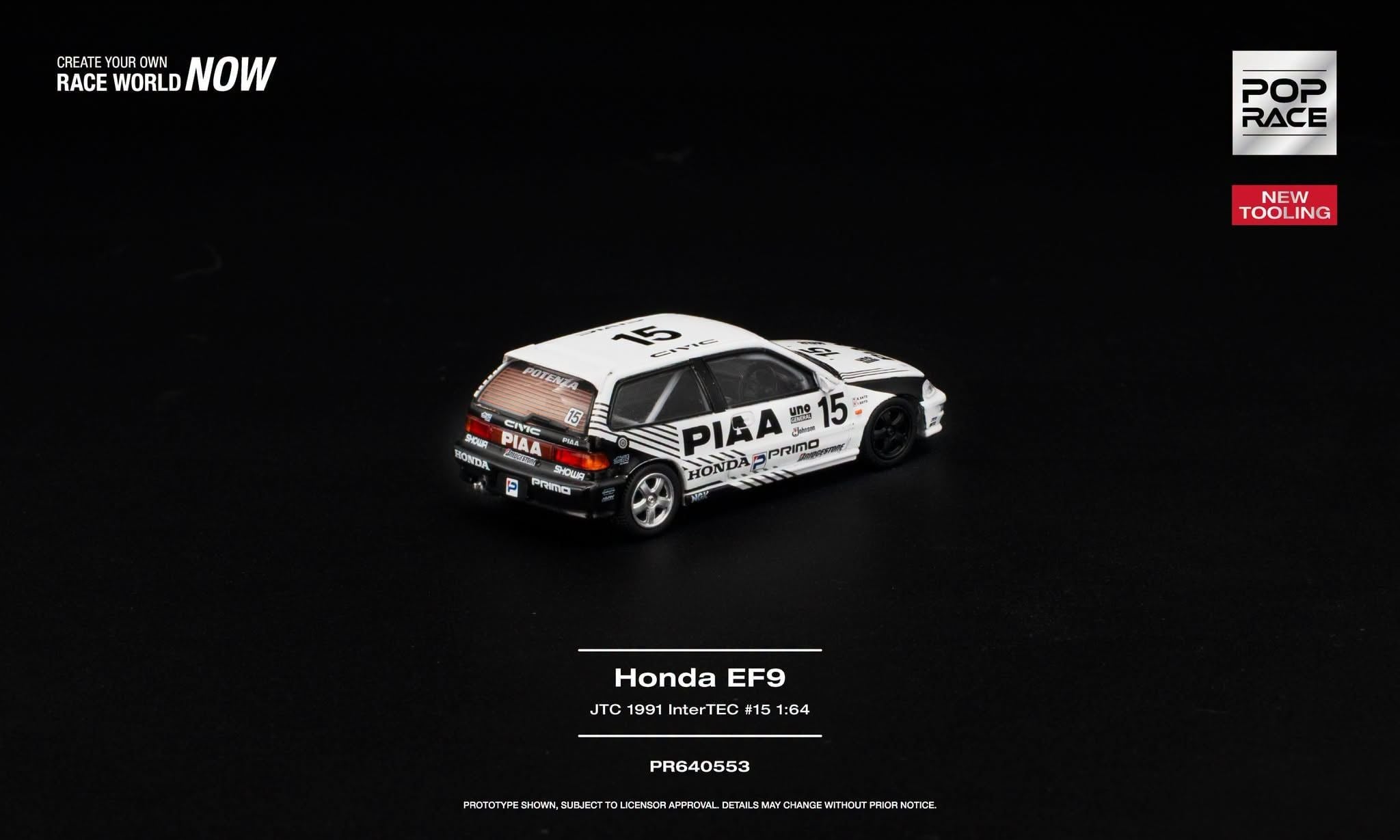  Mô hình xe Honda Civic (EF9) #15 JTC 1991 InterTEC tỉ lệ 1:64 Pop Race PR640553 
