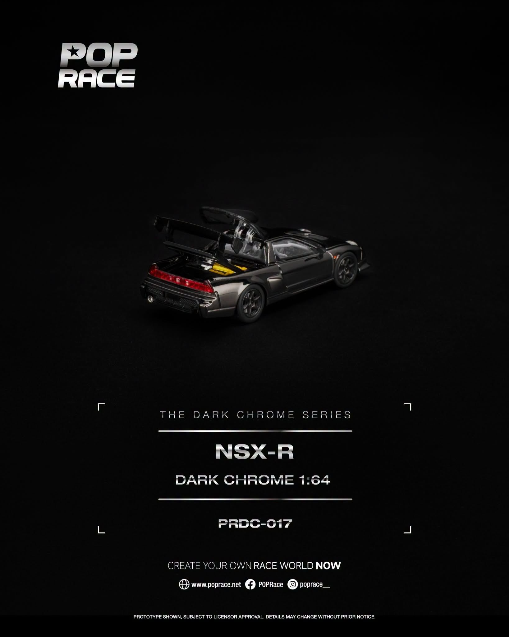  Mô hình xe NSX-R Dark Chrome tỉ lệ 1:64 Pop Race PRDC017 