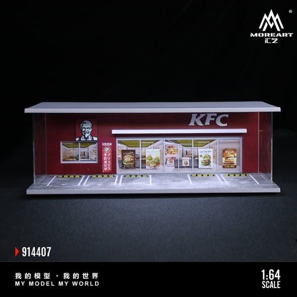  Hộp trưng bày mô phỏng cửa hàng KFC có đèn kích thước 30x13.3x10cm tỉ lệ 1:64 MoreArt MO914407 