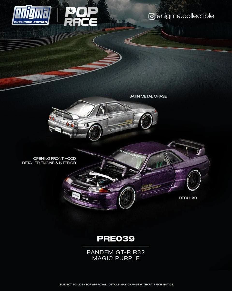  Mô hình xe Nissan Pandem GT-R R32 Magic Purple tỉ lệ 1:64 Pop Race PRE039 
