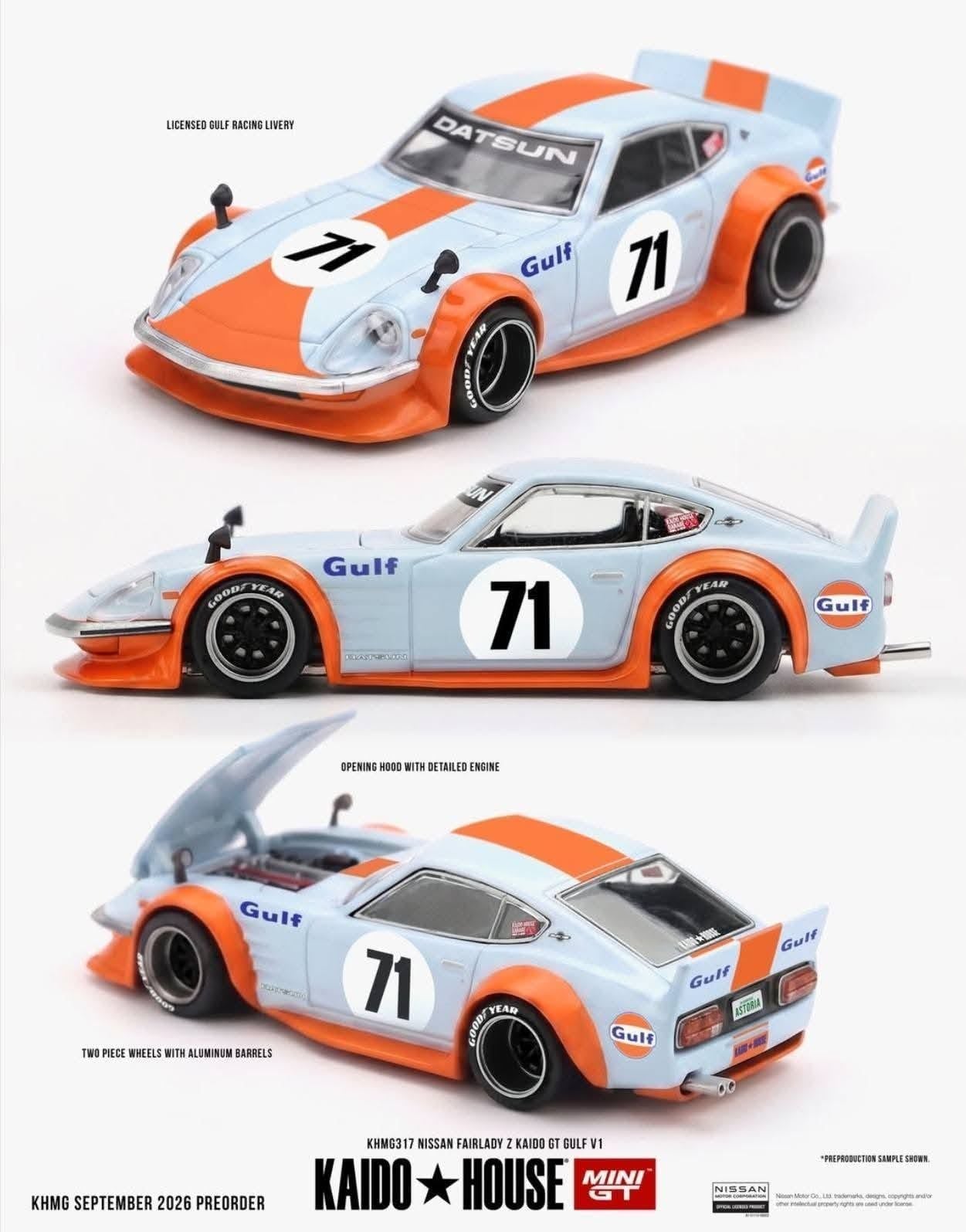  Mô hình xe Nissan Fairlady Z Kaido GT Gulf V1 tỉ lệ 1:64 Kaido House KHMG317 