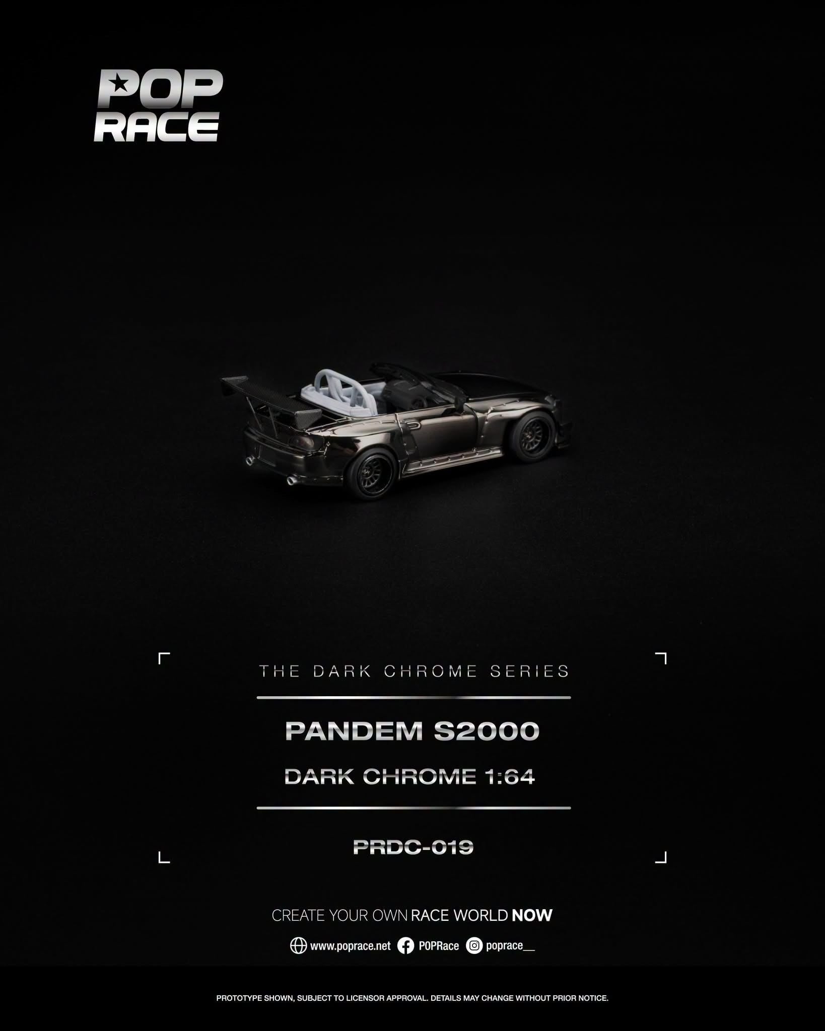  Mô hình xe Pandem S2000 Dark Chrome tỉ lệ 1:64 Pop Race PRDC019 