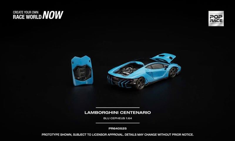  Mô hình xe LAMBORGHINI CENTENARIO - BLU CEPHEUS tỉ lệ 1:64 Poprace 