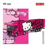  Mô hình xe Container Truck Kitty cat deep pink paint simulation Alloy Car Model tỉ lệ 1:64 CoolCar 