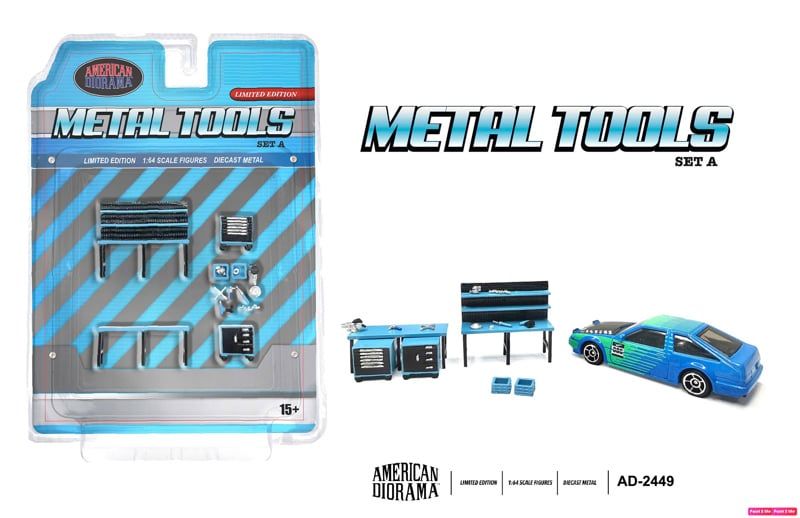  Set mô hình dụng cụ Metal Tools (Blue) - Set A tỉ lệ 1:64 American Diorama AD-2449 