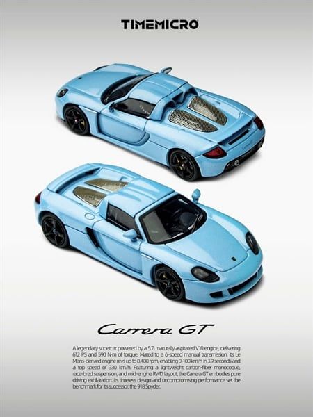  Mô hình xe Porsche Carrera GT Gulf Blue tháo được mui tỉ lệ 1:64 Time micro TM645910 