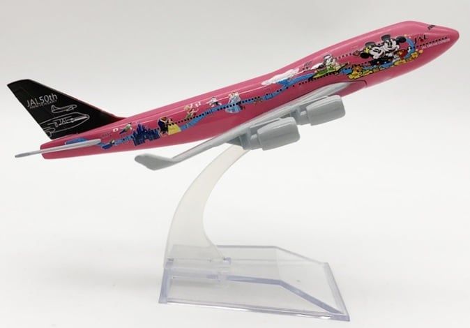  Mô hình máy bay Japan Airlines Jal Mickey Disney Dream pink Boeing B747-200 kích thước 16cm MB16223 