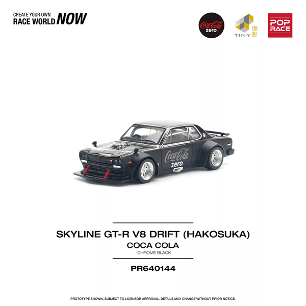  [Hàng Loose] Mô hình xe ô tô Nissan Skyline GT-R V8 Drift (Hakosuka) Coca Cola Zero Black Chrome tỉ lệ 1:64 Pop Race PR640144 