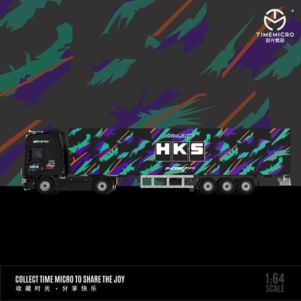  Mô hình xe đầu kéo Scania kèm trailer container HKS tỉ lệ 1:64 Time Micro TM644014 