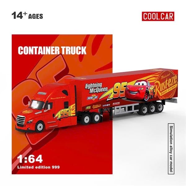  Mô hình xe container Freightliner Lightning McQueen Livery Dedicated Transport Truck tỉ lệ 1:64 CoolCar CC800116 
