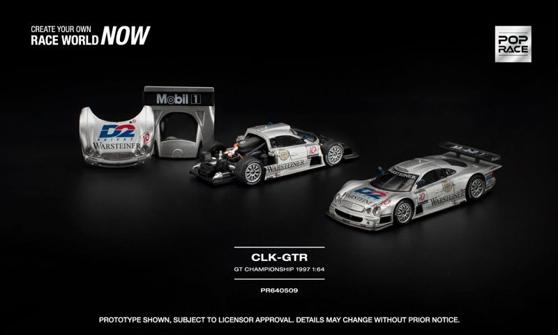  Mô hình xe Mercedes-Benz AMG CLK GTR Fia GT Championship 1997 tỉ lệ 1:64 Pop Race PR640509 