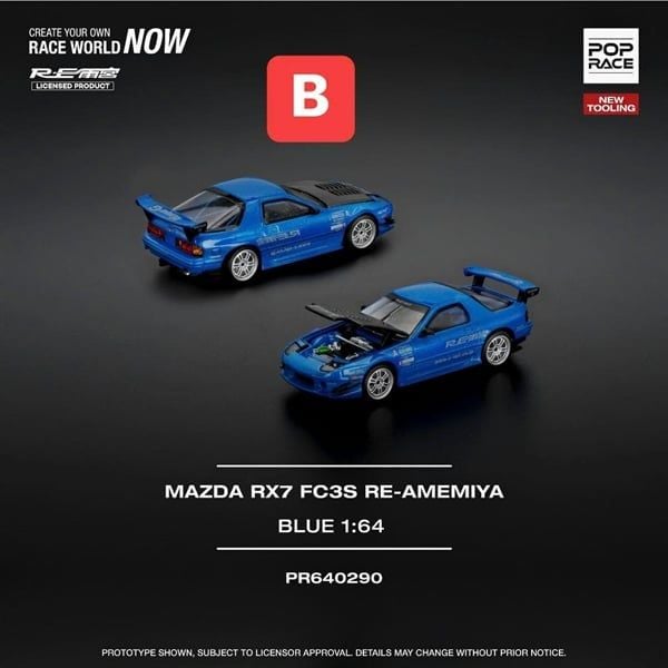 [Hàng Loose] Mô hình xe Mazda RX-7 Re-Amemiya tỉ lệ 1:64 Poprace PR640290 