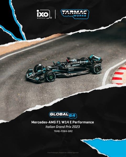  Mô hình xe Mercedes-AMG F1 W14 E Performance Italian Grand Prix 2023 George Russell tỉ lệ 1:64 Tarmac Works T64G-F064-GR2 