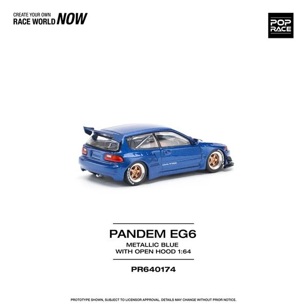  Mô hình xe Pandem EG6 Metallic Blue with Open Hood tỉ lệ 1:64 Poprace PR640174 