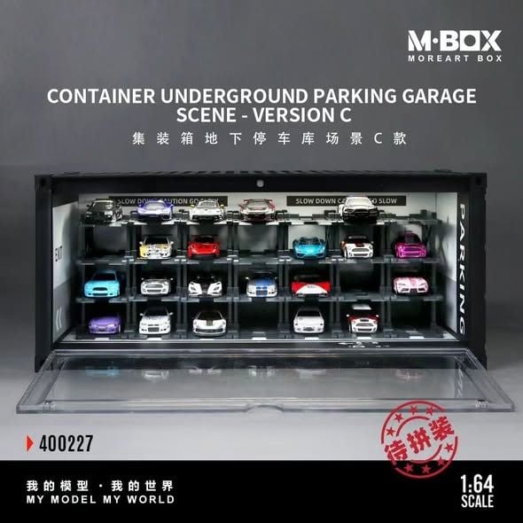 Hộp trưng bày container mô phỏng garage - bãi đỗ xe ngầm kích thước 38.7cm × 16cm × 16.5cm tỉ lệ 1:64 MoreArt Box M-BOX MB400227 