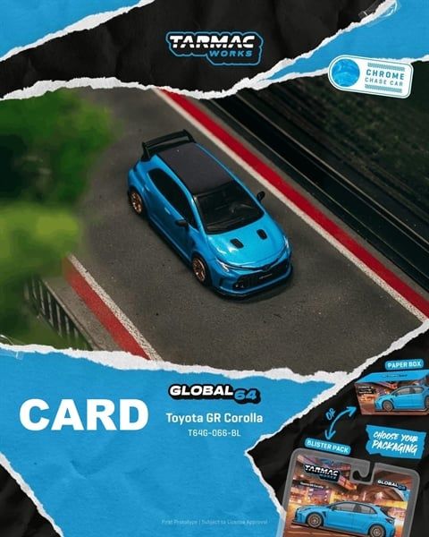  Mô hình xe Toyota GR Corolla blue bản card tỉ lệ 1:64 Tarmac Works T64G-066-BL 