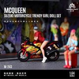  Set figure nhân vật và xe mô tô Suzuki Motorcycle Fashion Doll Set Resin tỉ lệ 1:64 MoreArt MO222243 