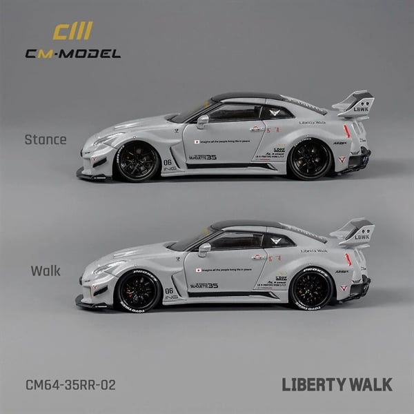  Mô hình xe Nissan R35 LBWK Super Silhouette 35GT-RR Grey tỉ lệ 1:64 CM Model CM64-35RR-02 