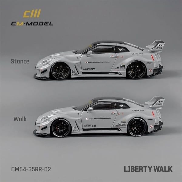  Mô hình xe Nissan R35 LBWK Super Silhouette 35GT-RR Grey tỉ lệ 1:64 CM Model CM64-35RR-02 