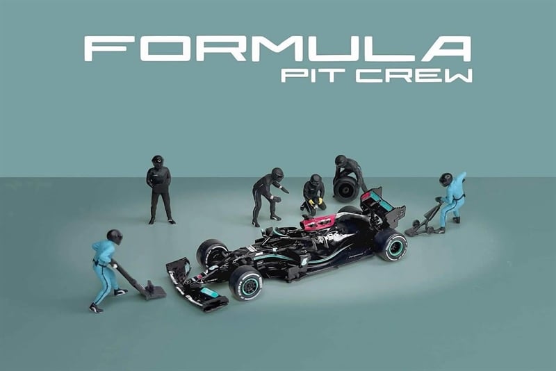  Set mô hình nhân vật figure F1 Formular Team Black kim loại tỉ lệ 1:64 American Diorama AD-2444 