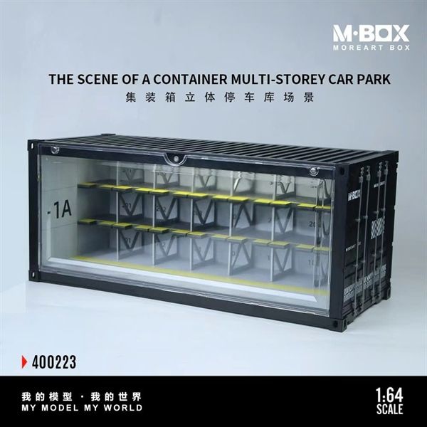  Hộp trưng bày container mô phỏng garage 3 tầng Parking Garage Scene kích thước 38.7cm x 16cm x 16.5cm tỉ lệ 1:64 Moreart box MBox MB400223 