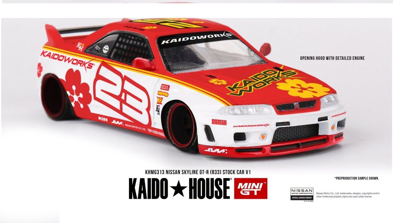  Mô hình xe Nissan Skyline GT-R (R33) Stock Car V1 tỉ lệ 1:64 Kaido House KHMG313 