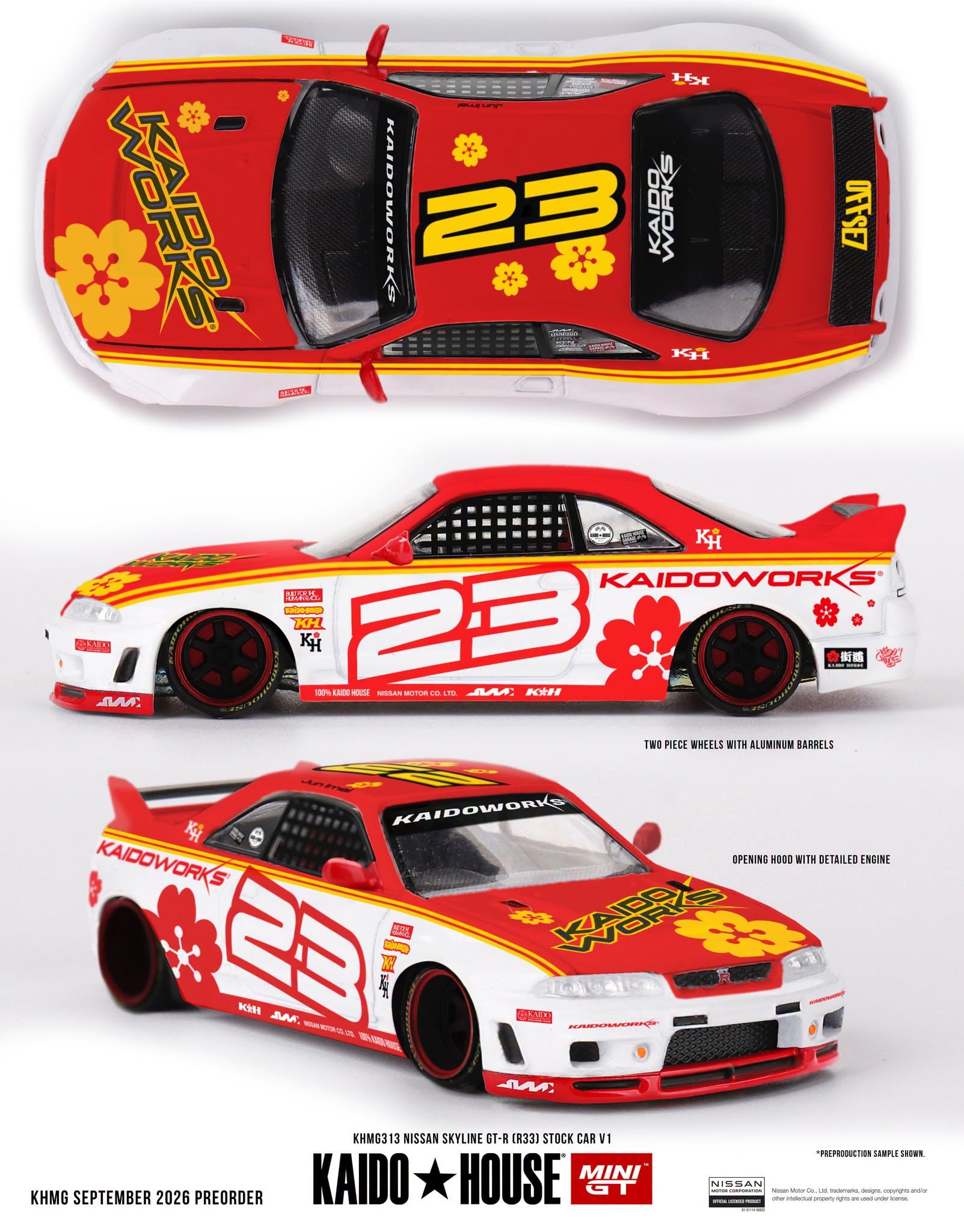  Mô hình xe Nissan Skyline GT-R (R33) Stock Car V1 tỉ lệ 1:64 Kaido House KHMG313 