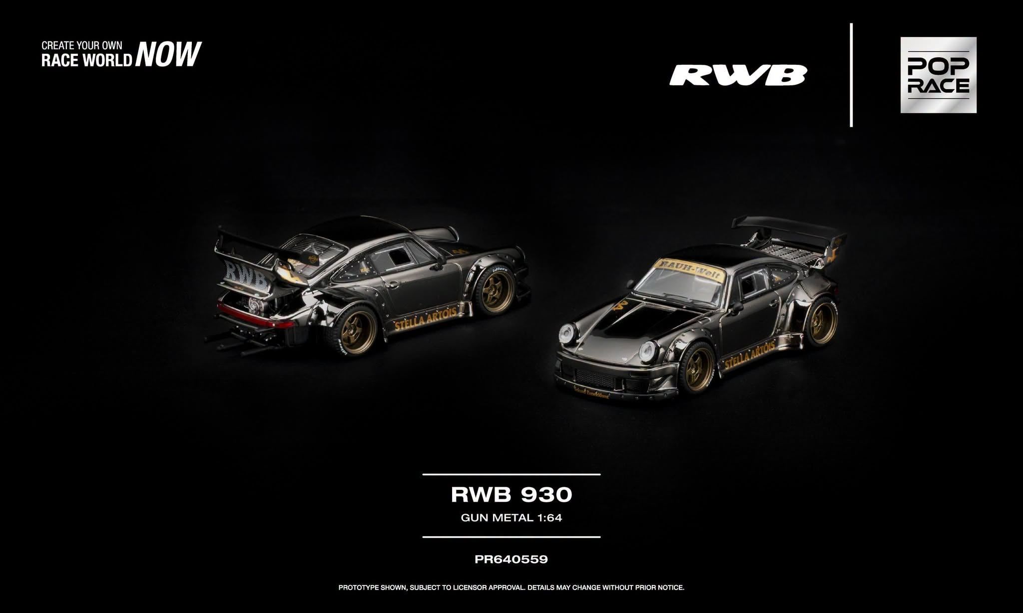  Mô hình xe Porsche RWB930 gun metal tỉ lệ 1:64 Pop Race PR640559 