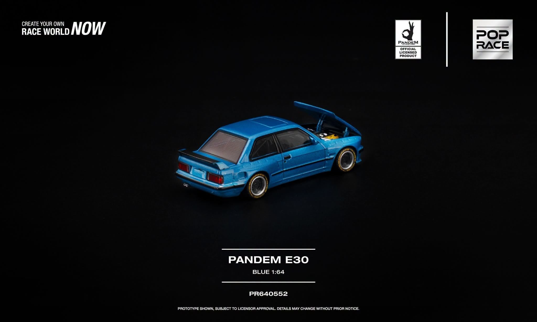  Mô hình xe BMW E30 Pandem blue tỉ lệ 1:64 Pop Race PR640552 