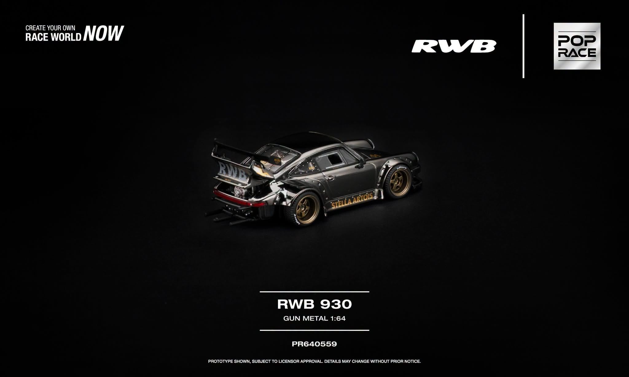  Mô hình xe Porsche RWB930 gun metal tỉ lệ 1:64 Pop Race PR640559 