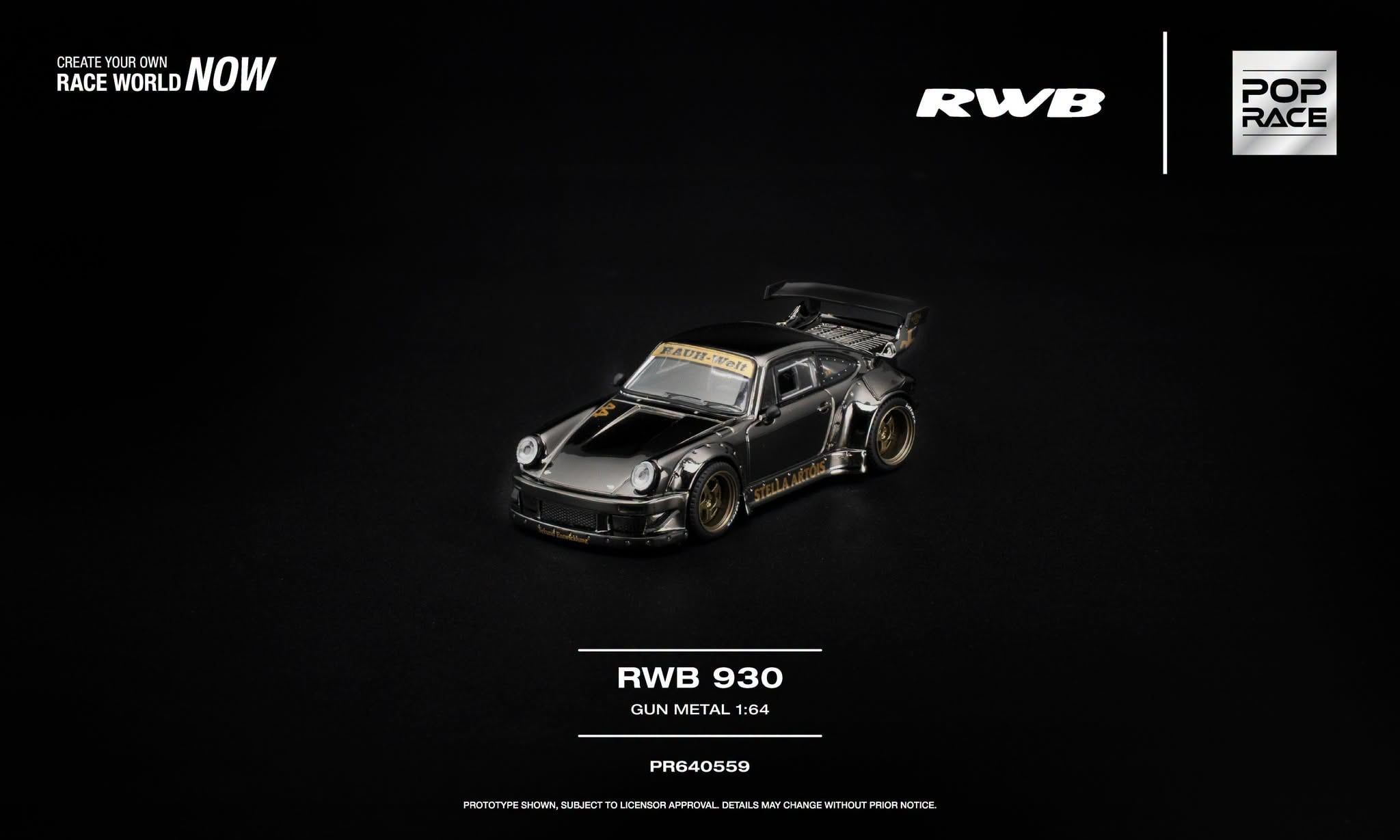  Mô hình xe Porsche RWB930 gun metal tỉ lệ 1:64 Pop Race PR640559 