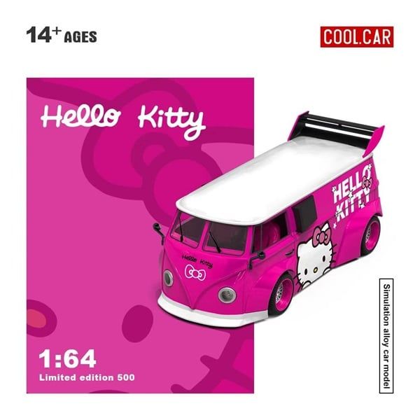  Mô hình xe Volkswagen T1-Deep Pink Hello Kitty tỉ lệ 1:64 Cool Car CC642949 