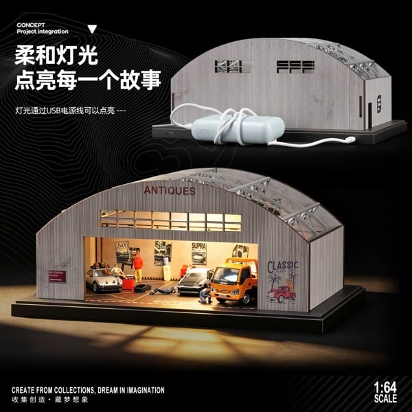  Hộp trưng bày mô phỏng garage nhà kho kích thước tỉ lệ 1:64 Shou Cang Jia SCJ82077 