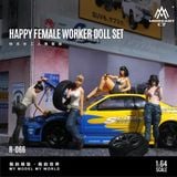  Mô hình nhân vật figure set 4 người nữ thợ sửa xe Happy Female Doll Set Simulation Resin tỉ lệ 1:64 MoreArt MO223066 