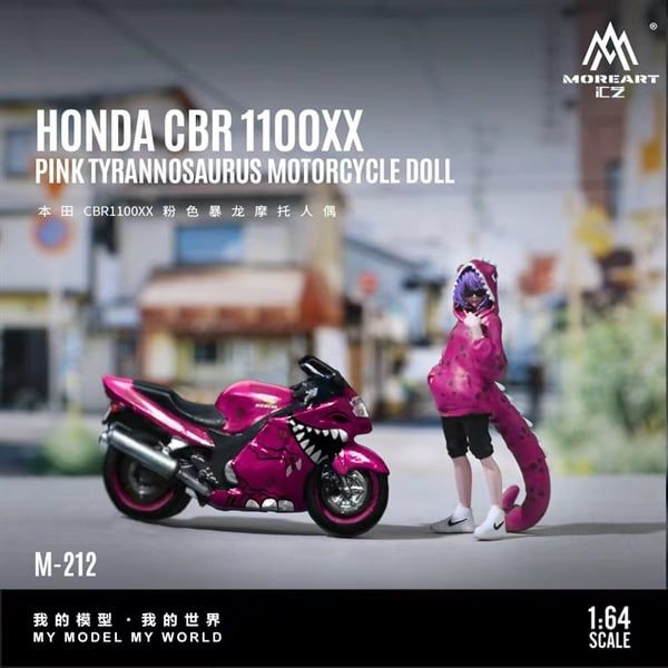  Mô hình nhân vật figure và xe mô hình Honda CBR1100XX Pink Tyrant Roxy resin tỉ lệ 1:64 MoreArt MO222212 