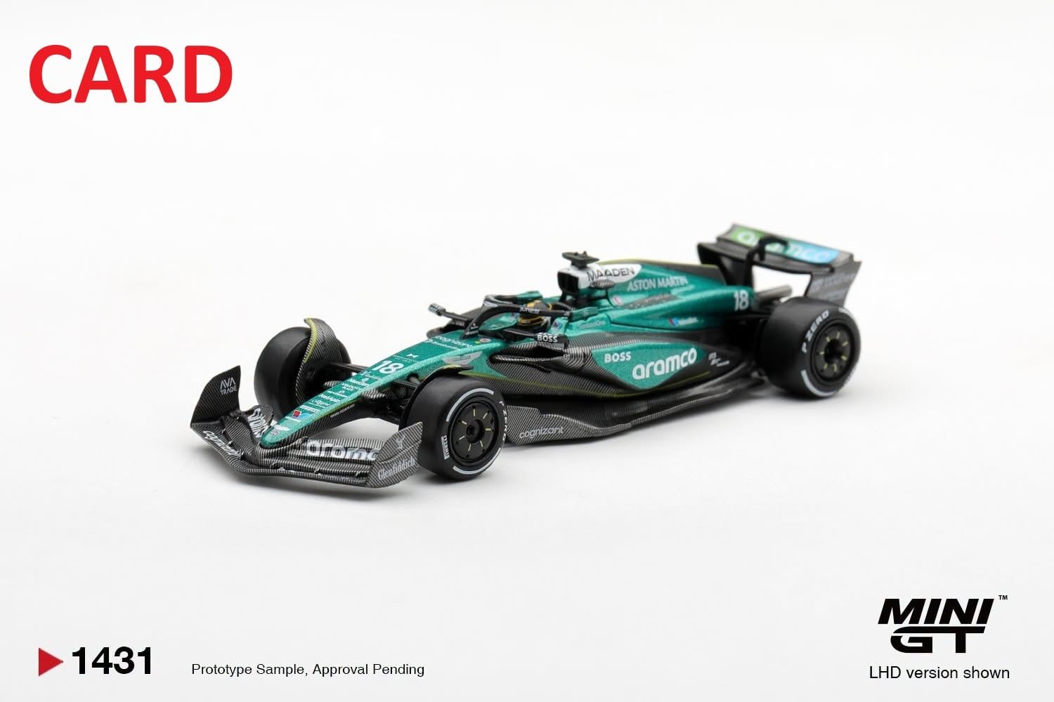  Mô hình xe Aston Martin AMR24 #18 Lance Stroll 2024 F1 2024 Las Vegas GP bản card tỉ lệ 1:64 MiniGT MGT01413 