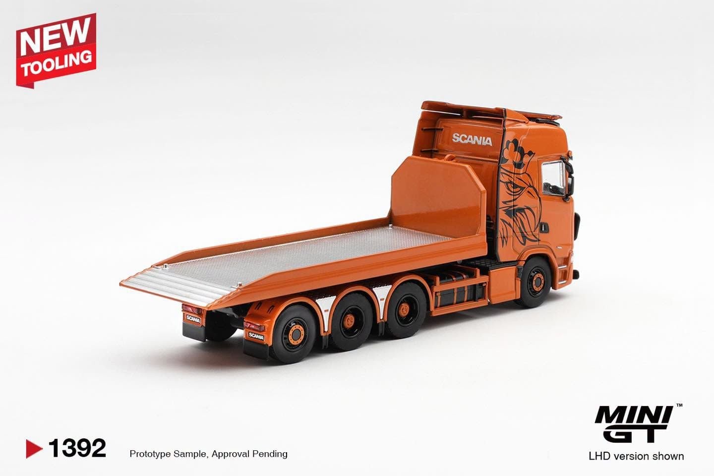  Mô hình xe Scania 770S B8x4NA Hooklift Flatbed Orange tỉ lệ 1:64 MiniGT MGT01392 