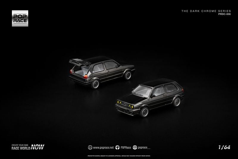  Mô hình xe Volkswagen Golf Gti MK2 Dark Chrome tỉ lệ 1:64 Poprace PRDC006 