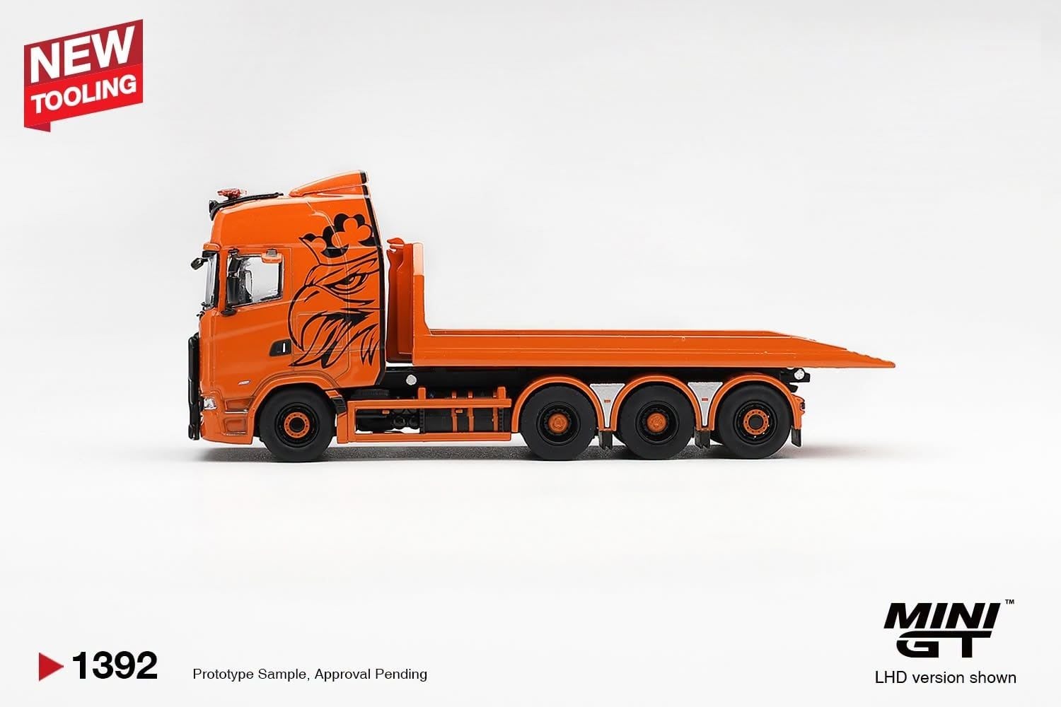  Mô hình xe Scania 770S B8x4NA Hooklift Flatbed Orange tỉ lệ 1:64 MiniGT MGT01392 