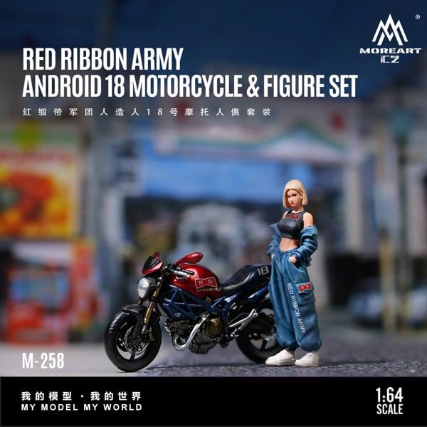  Set figure + xe mô tô Red Ribbon Legion Artificial Person No. 18 Motorcycle tỉ lệ 1:64 MoreArt Figure MO222258 