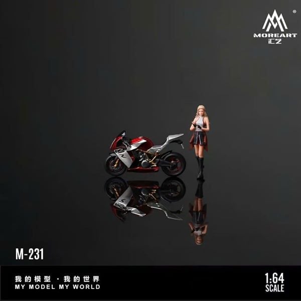  Set mô hình nhân vật nữ và xe mô tô KTM 1190 Red tỉ lệ 1:64 MoreArt MO222231 