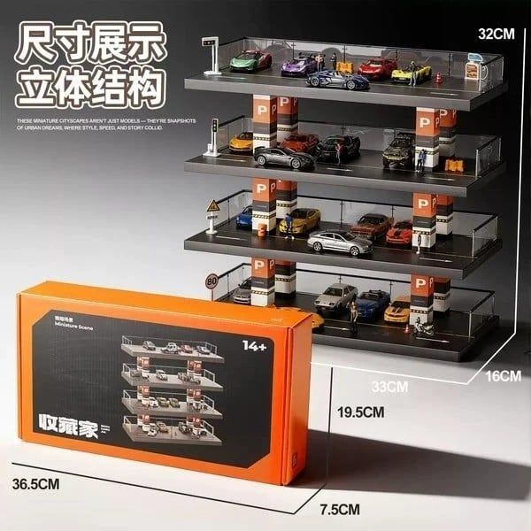  Hộp trưng bày mô phỏng bãi đậu xe nhiều tầng tỉ lệ 1:64 SHOU CANG JIA SCJ143 