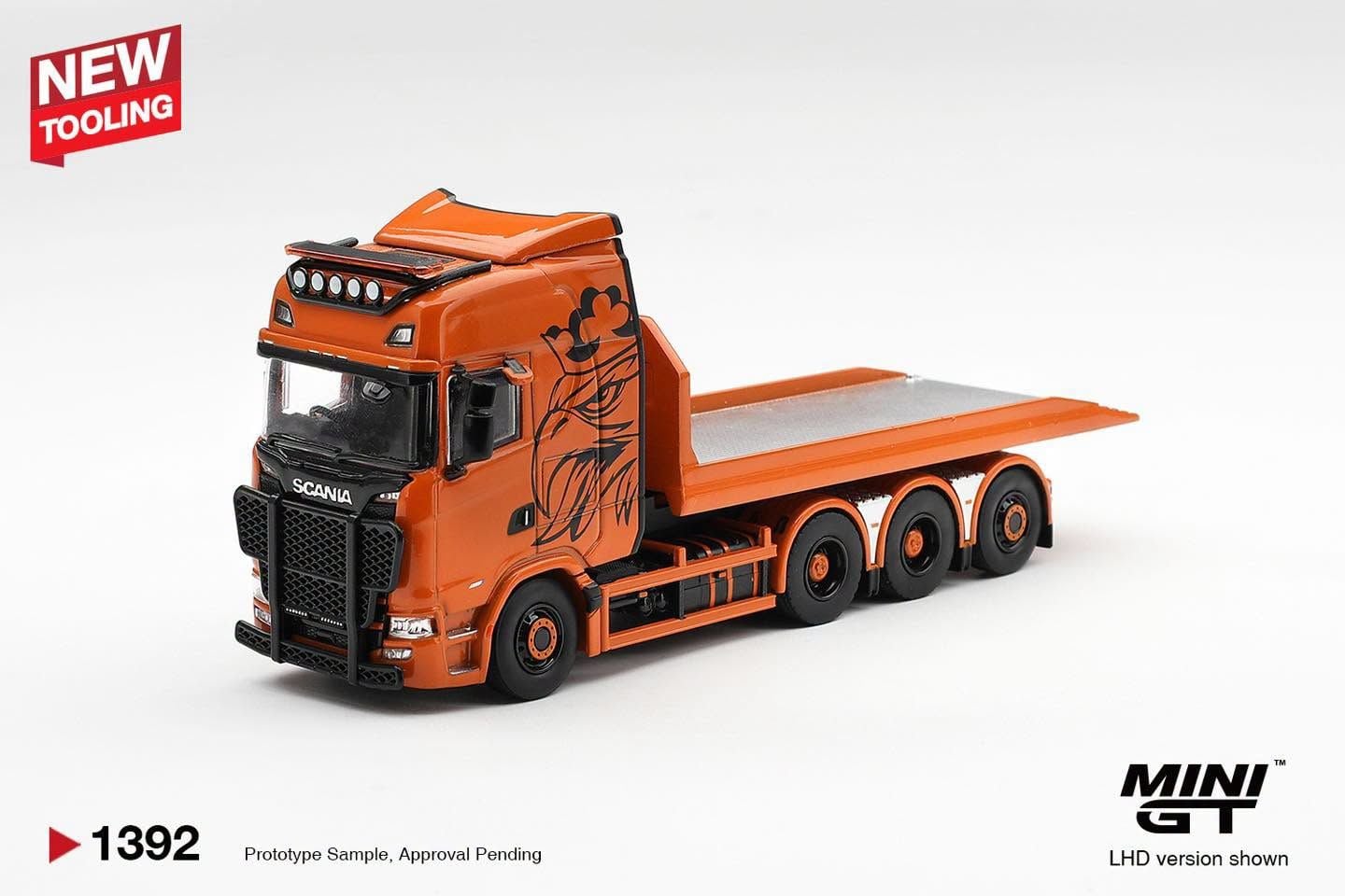  Mô hình xe Scania 770S B8x4NA Hooklift Flatbed Orange tỉ lệ 1:64 MiniGT MGT01392 